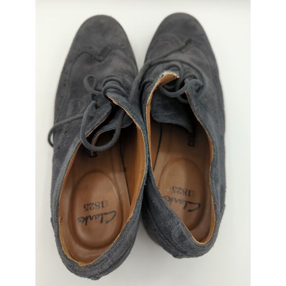 Clarks Broyd Wing Mens Size 7.5 M Oxford Navy Blue Suede Lace Up Dress Shoes